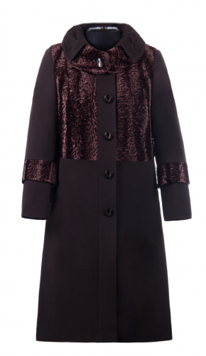Пальто утепленное Ривви коричневая кашемир В 0023