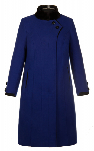 Пальто утепленное Александра синяя кашемир У 0059