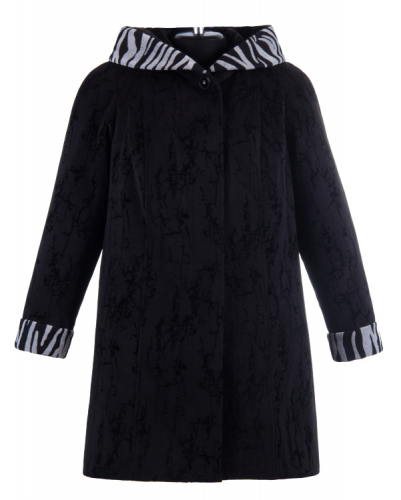 Пальто утепленное Камия черная флок У 0095