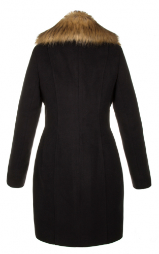 Пальто утепленное Жозефина черная кашемир мех У 0036