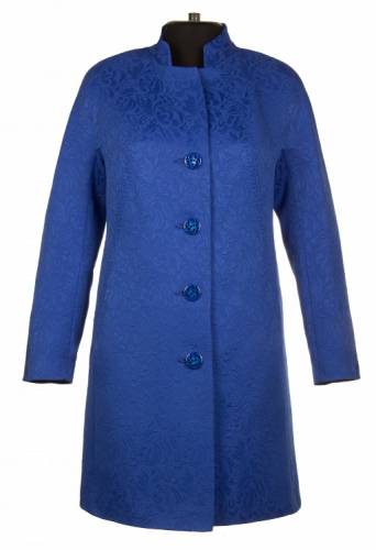 Пальто Маргарита синяя жаккард Д 0059
