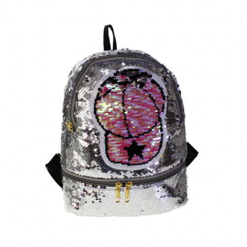 Рюкзак-хамелеон Cappy с пайетками серебристого цвета.
