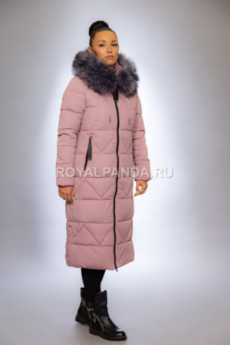Женская куртка зимняя 19102 пудра искусственный мех