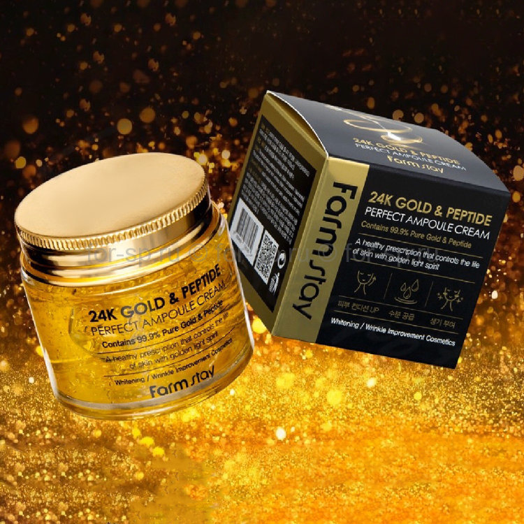 Крем ампульный с золотом и пептидами FARMSTAY 24K Gold & Peptide Perfect Ampoule Cream