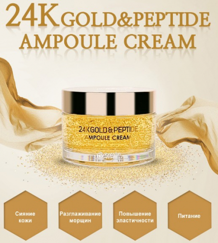 Крем ампульный с золотом и пептидами FARMSTAY 24K Gold & Peptide Perfect Ampoule Cream