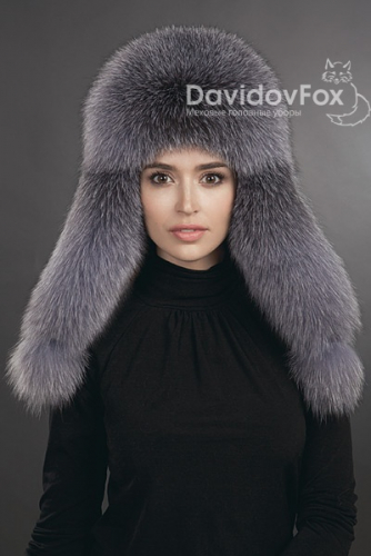 Шапка женская Ушанка Элит блюфрост кожа