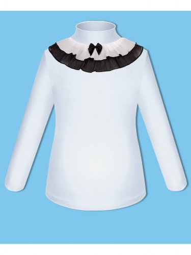 Школьный комплект для девочки с белой водолазкой (блузкой) и серой юбкой