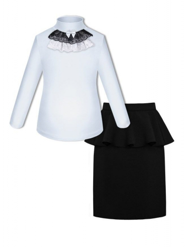Школьный комплект для девочки с белой блузкой и длинной юбкой 8111-78991