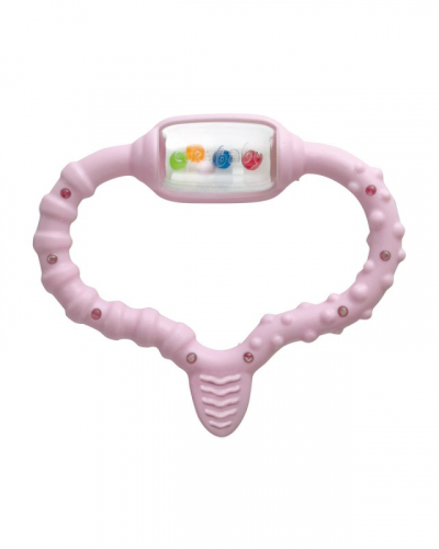 Стимулятор для прорезывания временных зубов Baby care set, розовый и детская зубная щетка