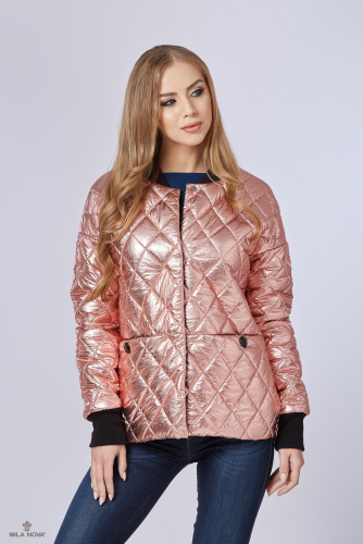 Куртка К-61 металлик Розовый Mila Nova