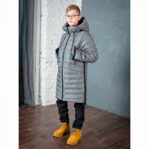 Пальто зимнее для мальчика Давид Аврора серый