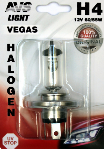 Лампа автомобильная AVS Vegas  H4 12V 60/55W в блистере 1шт.
