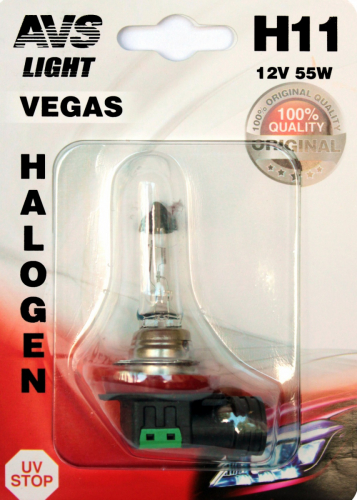 Лампа автомобильная AVS Vegas  H11 12V 55W в блистере 1шт.
