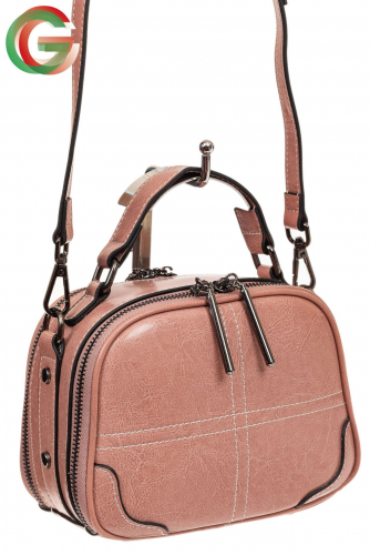 Миниатюрная сумочка-купол из натуральной кожи, цвет пудра