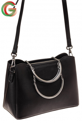 Стильная женская сумка из натуральной кожи, цвет черный
