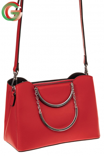 Стильная женская сумка из натуральной кожи, цвет красный