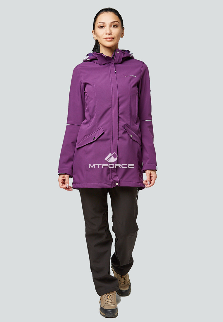 Женский осенний весенний спортивный костюм softshell фиолетового цвета 01922F