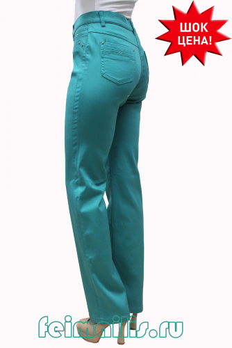 S70701A-1801-27--Слегка приуженные мятно-бирюз джинсы (46-58) размер