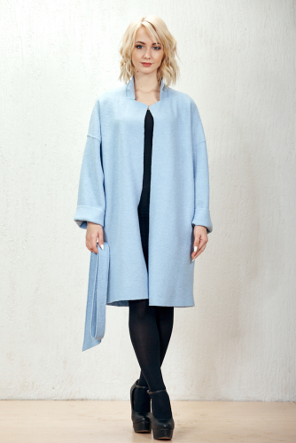 Пальто 19111 (голубой/вареная шерсть)