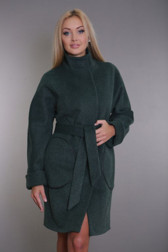Пальто женское демисезонное с поясом 17500-800 (зеленый)