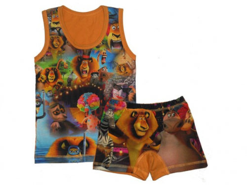 Комплект нижнего белья для мальчиков  с Мадагаскаром  34 оранж