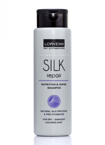 LORVENN SILK REPAIR Реструктурирующий шампунь с протеинами шелка для сухих поврежденных окрашенных волос 100 мл