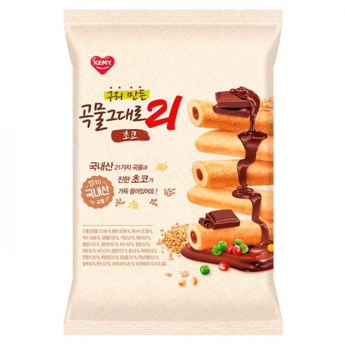 KAMY Premium Baked Grain Crispy Roll 21 Chocolate Трубочки 21 злак шоколад 50г