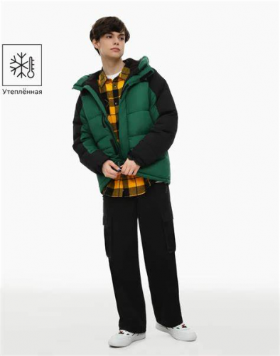 Куртка BOW001825 зеленый/черный/Мальчики 12-14+