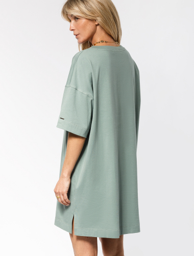 Платье-футболка из эластичного хлопка D42.100 св.оливковый