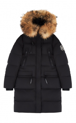 Куртка зимняя женская с меховой опушкой на капюшоне SCW-IW582-СR black