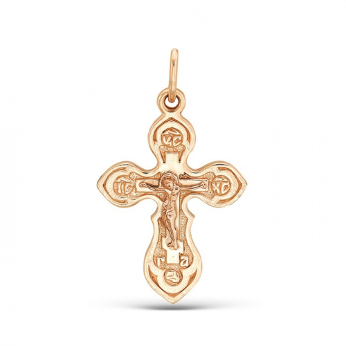 Крест нательный «Православный» округлый, розовое золочение