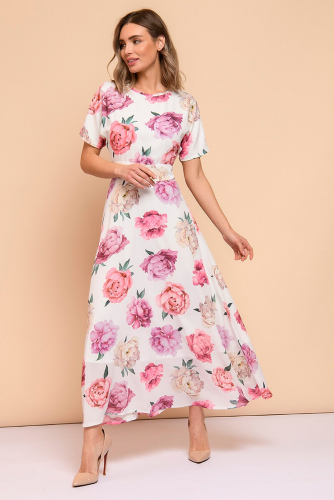 Платье 1001 DRESS #769399Белый (цветочный принт)