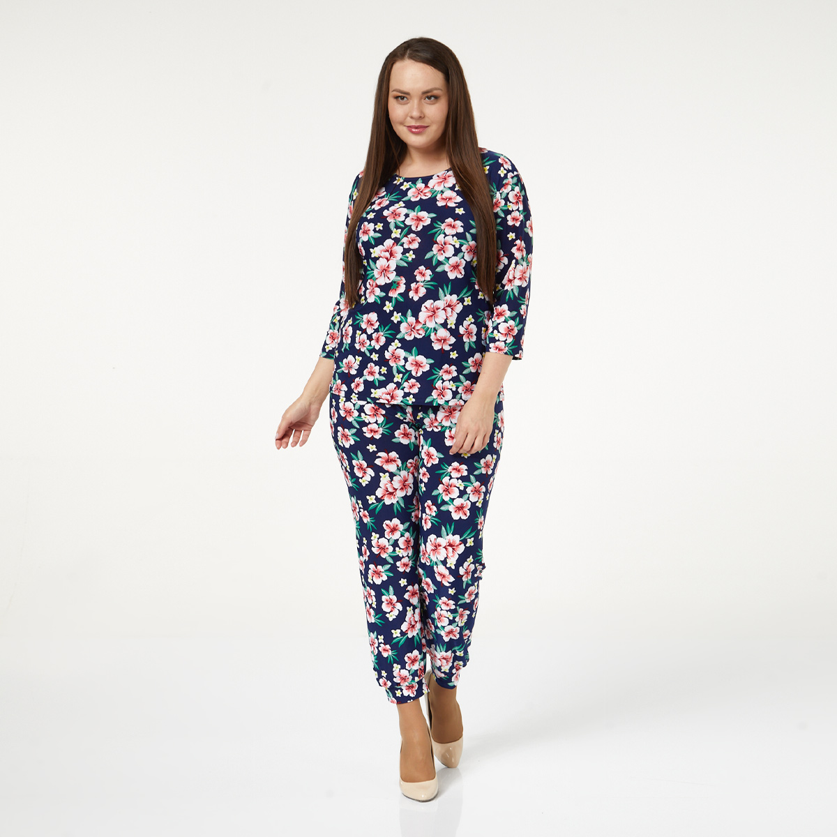 ст. цена1400руб.! Костюм, трикотаж, блуза, брюки, персиковый