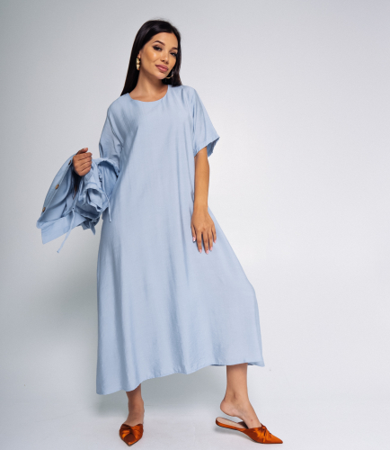 Комплект платье+рубашка #БШ2459-3, голубой