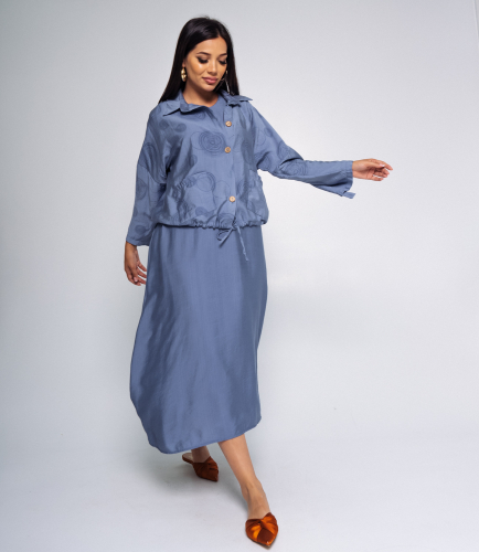 Комплект платье+рубашка #БШ2459-3, индиго