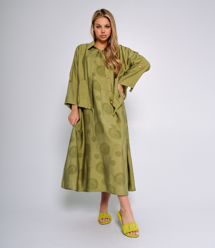 Комплект платье+рубашка #БШ2459-2, оливковый