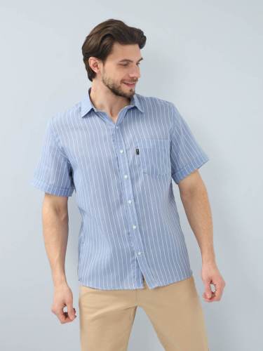Рубашка мужская арт. 07262 голубой-белый в полоску