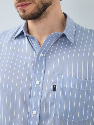 Рубашка мужская арт. 07262 голубой-белый в полоску
