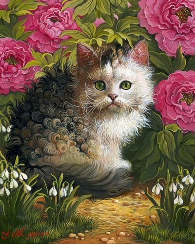 Алмазная мозаика круглыми стразами Маленький котенок