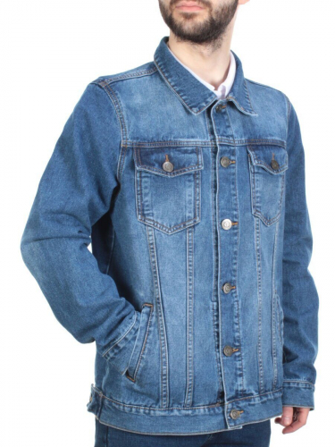 5960 BLUE Куртка джинсовая мужская VH JEANS (80% хлопок, 15% полиамид, 5% спандекс) размер M - 46/48 российский