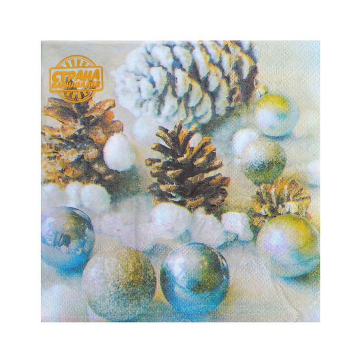 Салфетки новогодние бумажные «Ёлочные игрушки», 33×33 см, набор 20 шт