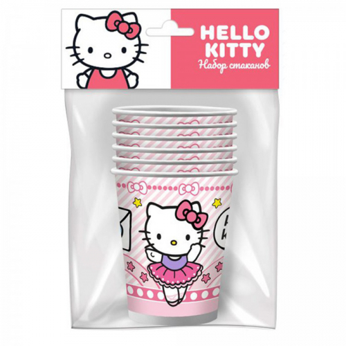 Набор бумажных стаканов «Hello Kitty», 250 мл, набор 6 шт.