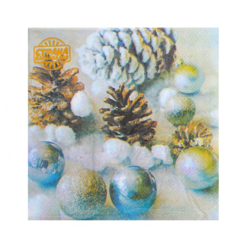 Салфетки новогодние бумажные «Ёлочные игрушки», 33×33 см, набор 20 шт