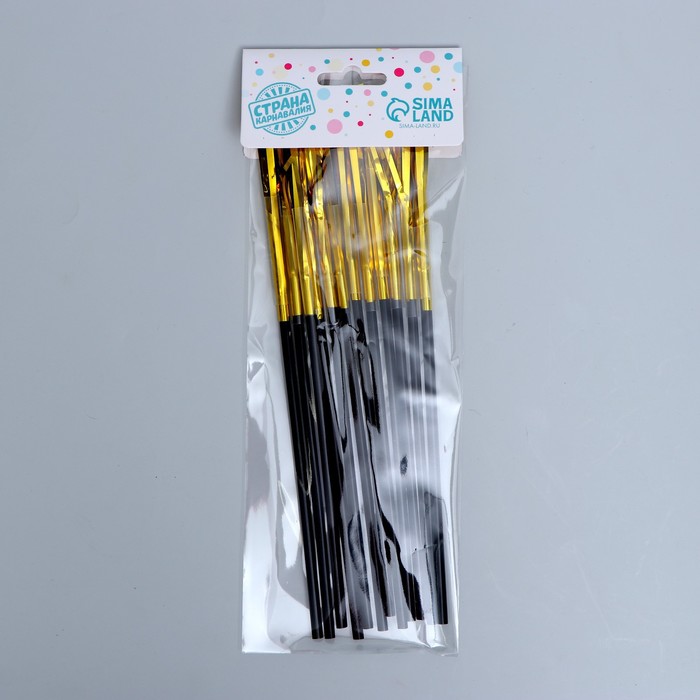 Трубочка для коктейля «Дождик», набор 12 шт., золотая