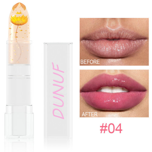 Желейная губная помада с сушеным цветком, меняющая цвет DUNUF color changing lipstick 04