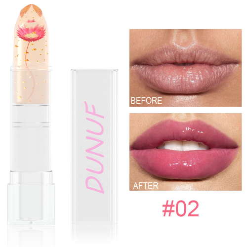 Желейная губная помада с сушеным цветком, меняющая цвет DUNUF color changing lipstick 02