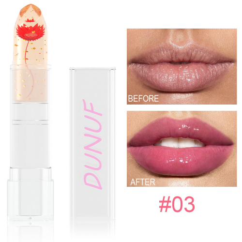 Желейная губная помада с сушеным цветком, меняющая цвет DUNUF color changing lipstick 03