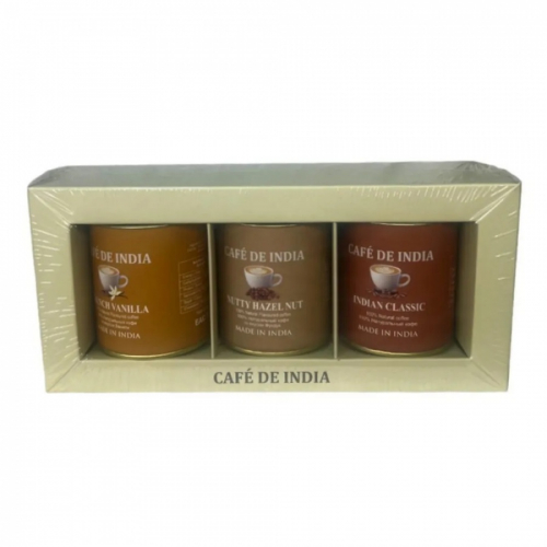 BHARAT BAZAR Coffee Set Indian Classic French Vanilla Nutty Hazzelnut Набор натурального кофе 150г