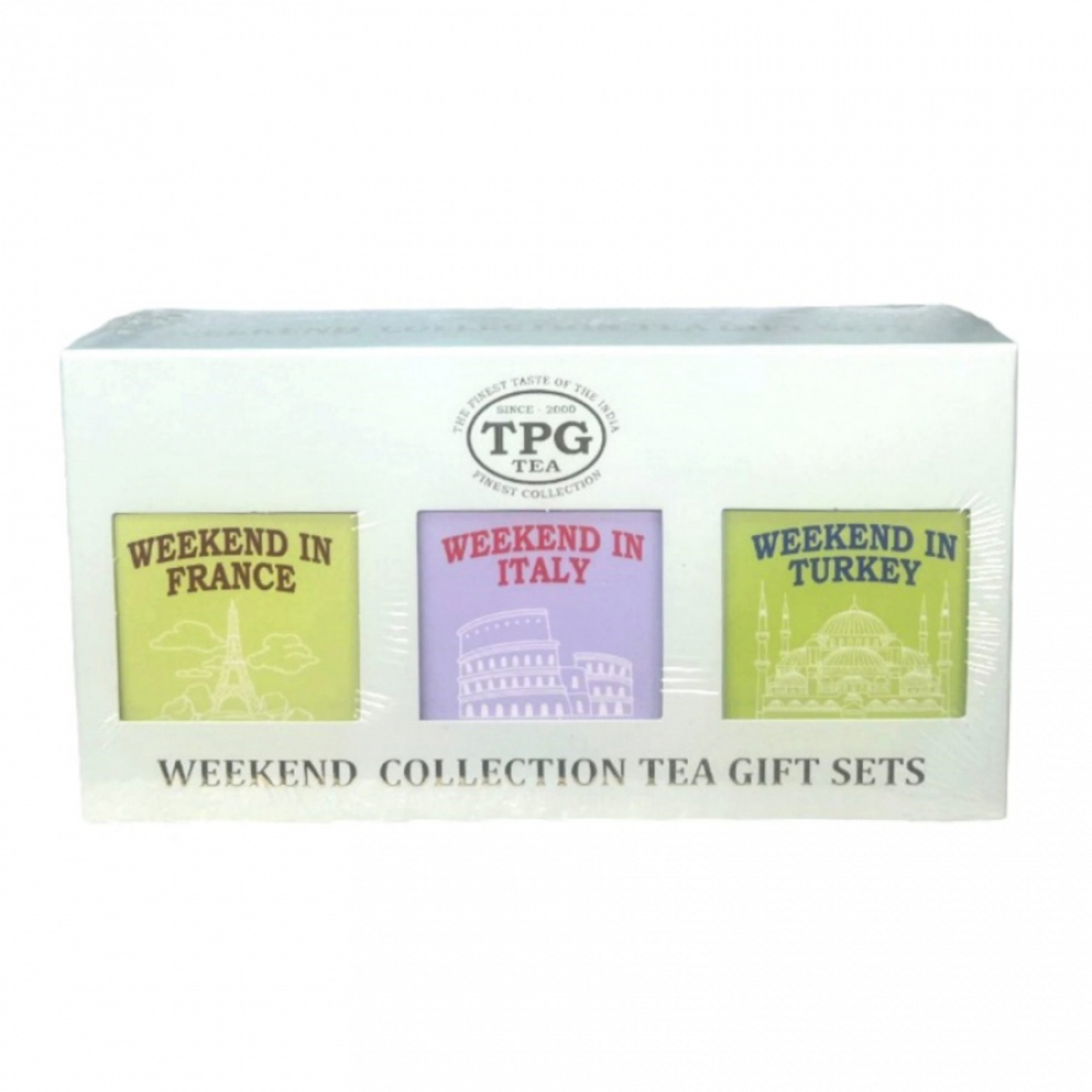 TPG Weekend Collection Tea Gift set 3 in 1 France Italiy Turkey Подарочный Набор Чая Уикэнд Клддекция 3 в 1 Уикэнд во Франции Уикэнд в Италии Уикэнд в Турции 150г