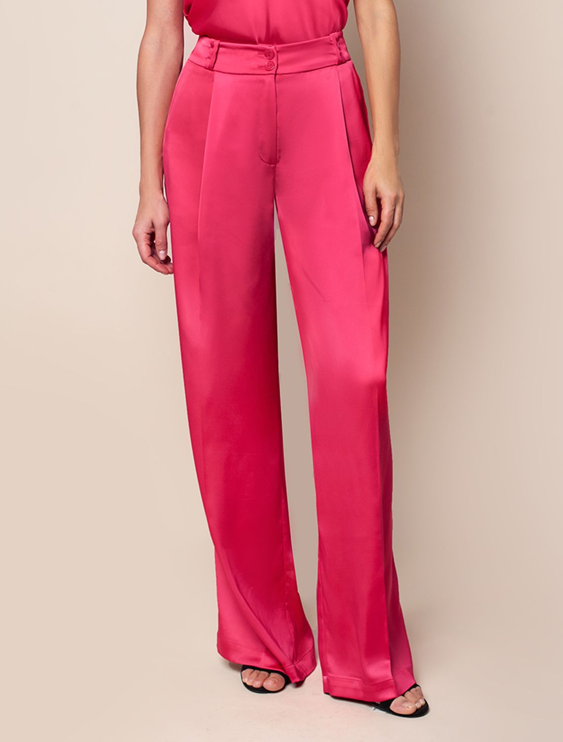 Ст.цена 2290р Брюки-палаццо из полуматового плотного сатина D24.534 viva magenta